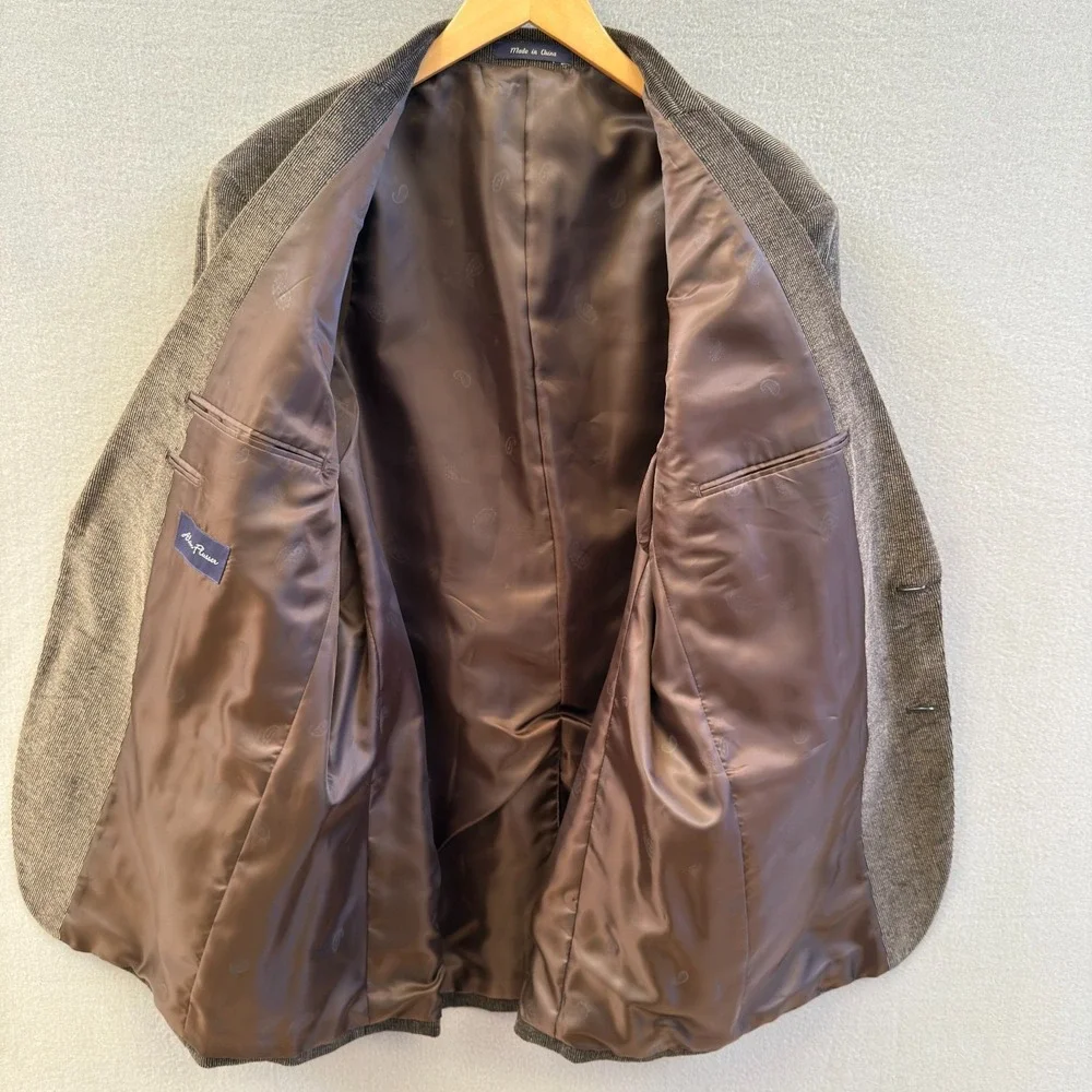 NWT Alan Flusser Men's 46L Brown Corduroy 100% Cotton Blazer Sport Coat Jacket